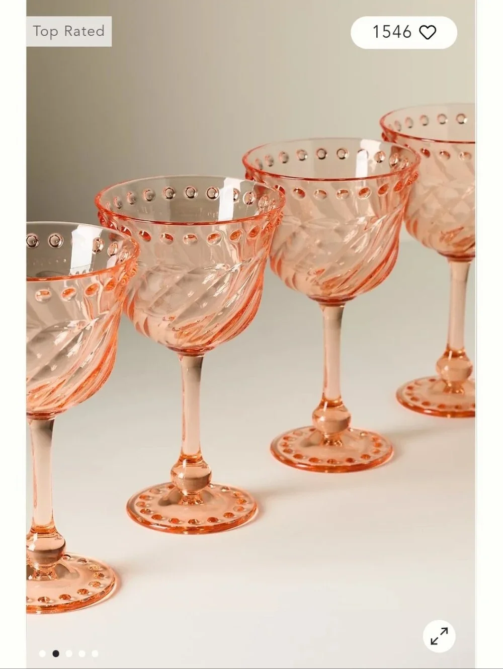 NWT Esther Acrylic Wine Glasses, Set of 4